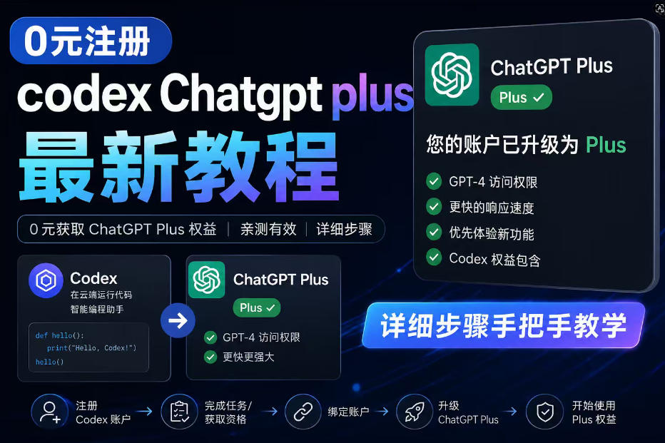 0元全自动注册codex gpt plus最新教程，0元获取GPT Plus权益，手把手详细教学-夏姐拆项目