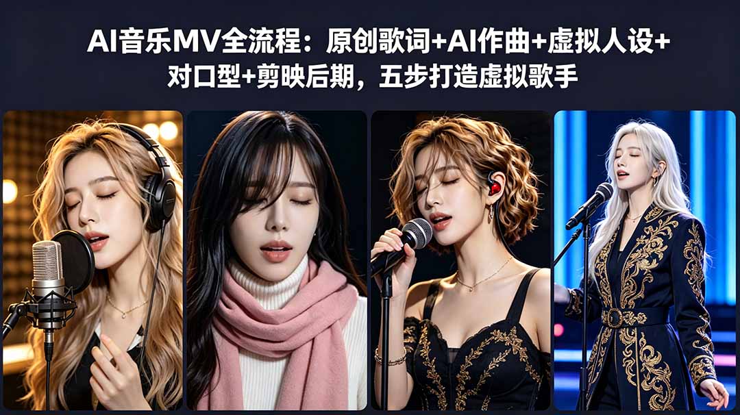 AI音乐MV全流程：原创歌词+AI作曲+虚拟人设+对口型+剪映后期，五步打造虚拟歌手-灵感工坊云网创