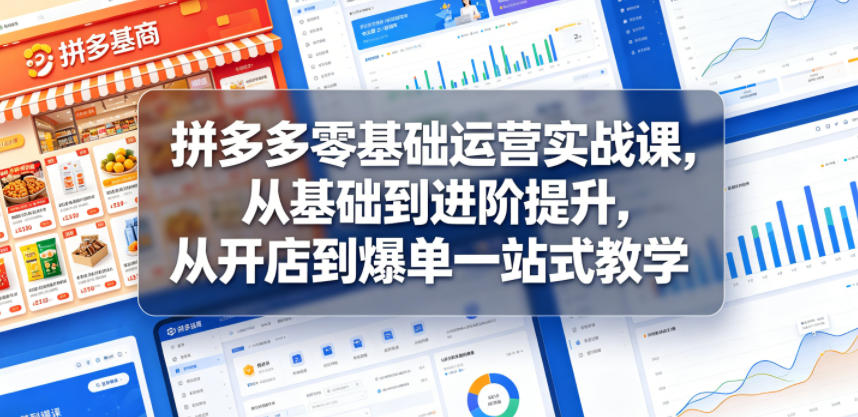 拼多多零基础运营实战课，从基础到进阶提升，从开店到爆单一站式教学-一个小目标资源站