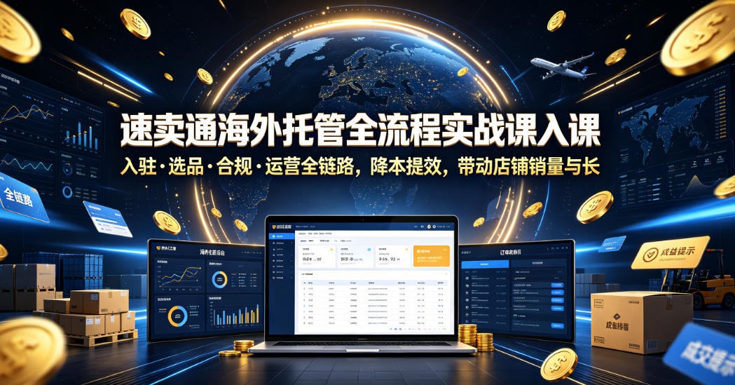 速卖通海外托管全流程实战课入驻・选品・合规・运营全链路,降本提效,带动店铺销量与收益增长-小目标云网创