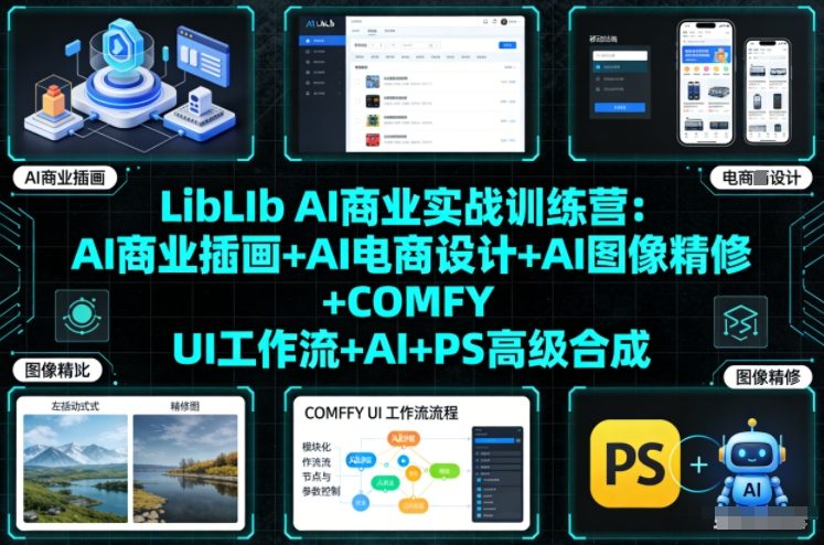 LibLIb AI商业实战训练营：AI商业插画+AI电商设计+AI图像精修+COMFY UI工作流+AI+PS高级合成-百科网赚
