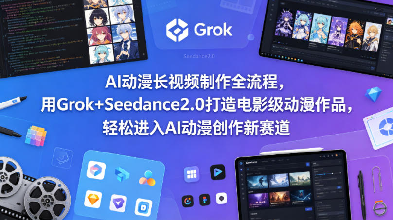 AI动漫长视频制作全流程，用Grok+Seedance2.0打造电影级动漫作品，轻松进入AI动漫创作新赛道-聚星云网创