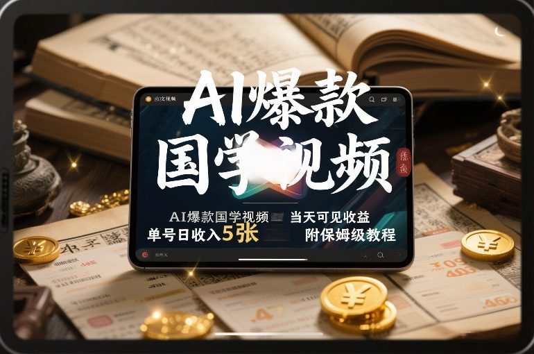 AI爆款国学视频，独家起号方法，小白直接上手，当天可见收益，单号日收入5张+附保姆级教程-小目标云网创