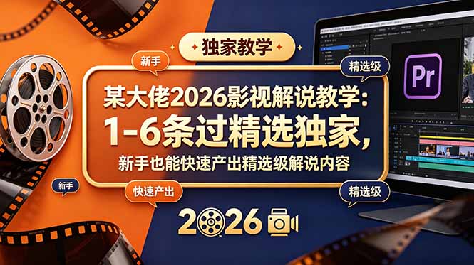 某大佬2026影视解说教学:1-6条过精选独家,新手也能快速产出精选级解说内容-opc资源站