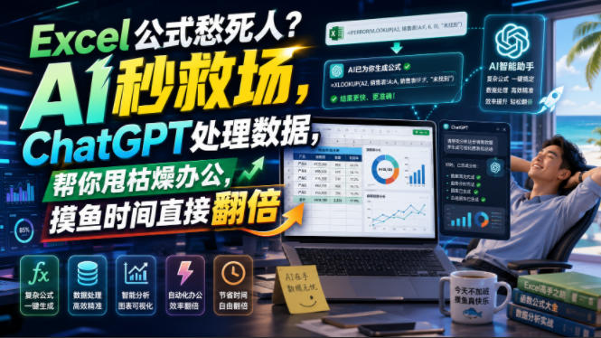 Excel公式愁死人？AI秒救场，ChatGPT处理数据，帮你甩枯燥办公，摸鱼时间直接翻倍【原创双语字幕】-小目标云网创