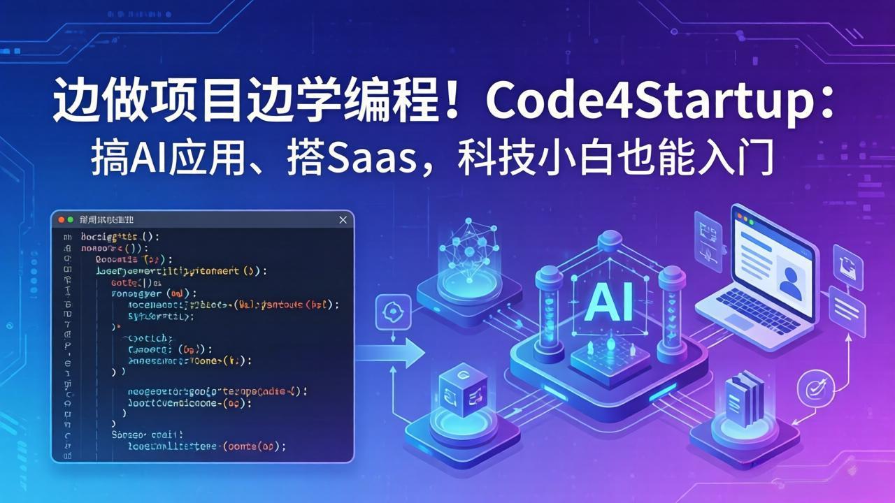 边做项目边学编程！Code4Startup：搞 AI 应用、搭 SaaS，科技小白也能入门-聚星云网创