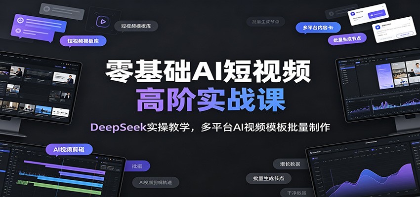 零基础AI短视频高阶实战课：DeepSeek实操教学，多平台AI视频模板批量制作-小目标云网创