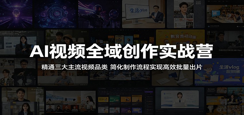 AI视频全域创作实战营:精通三大主流视频品类,简化制作流程实现高效批量出片-网创风向标