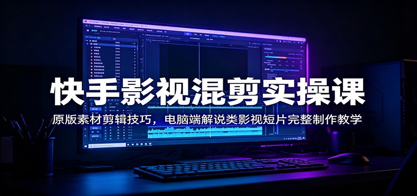 快手影视混剪实操课：原版素材剪辑技巧，电脑端解说类影视短片完整制作教学-小目标云网创