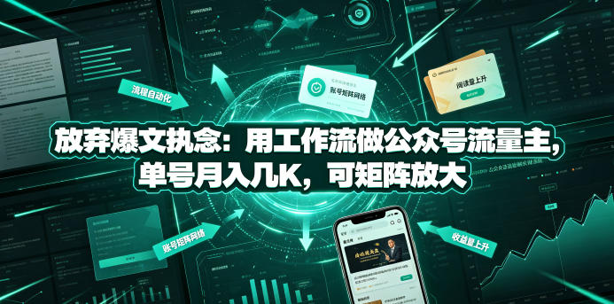 放弃爆文执念：用工作流做公众号流量主，单号月入几K，可矩阵放大-极速搞钱指南