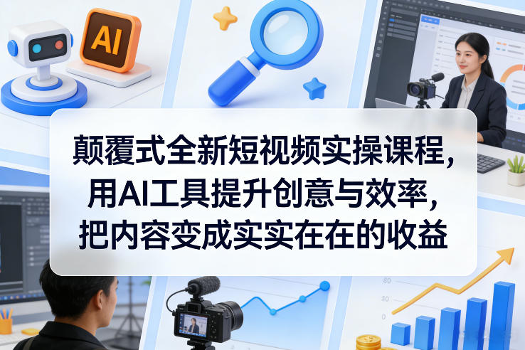 颠覆式全新短视频实操课程，用AI工具提升创意与效率，把内容变成实实在在的收益-小目标云网创