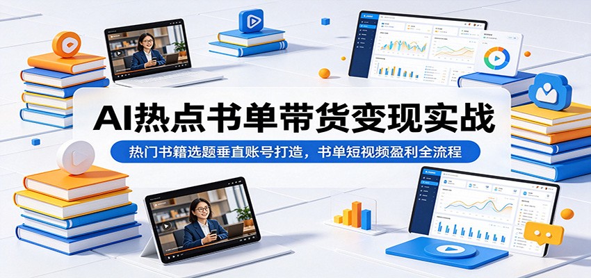 AI热点书单带货变现实战：热门书籍选题垂直账号打造，书单短视频盈利全流程-小目标云网创