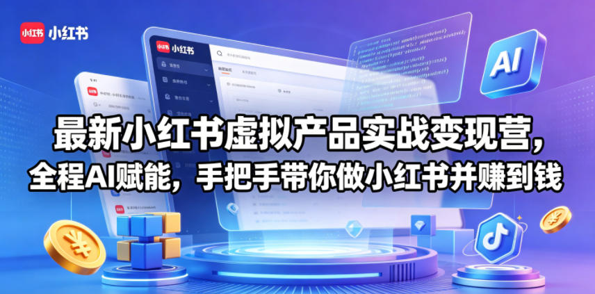 最新小红书虚拟产品实战变现营，全程AI赋能，手把手带你做小红书并赚到钱-灵感工坊云网创
