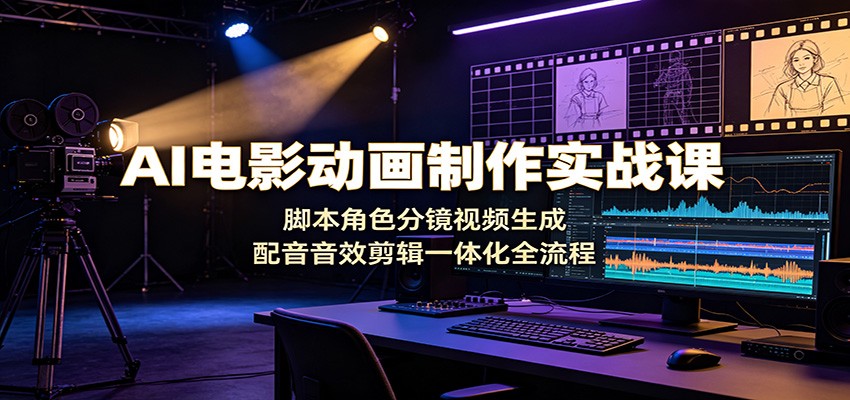 AI电影动画制作实战课：脚本角色分镜视频生成，配音音效剪辑一体化全流程-小目标云网创