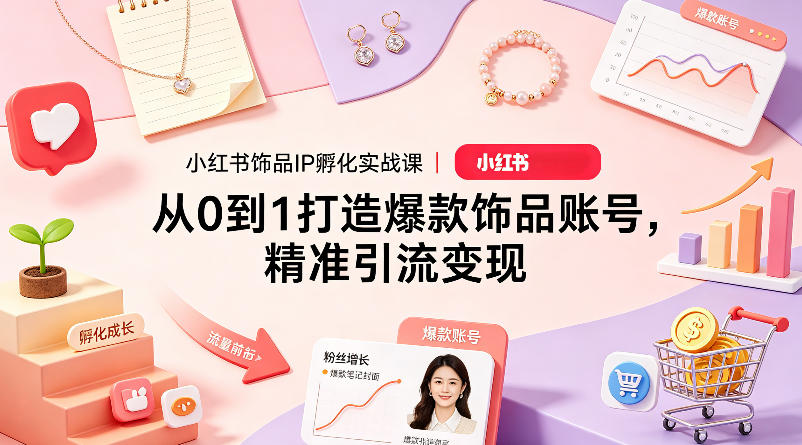 小红书饰品IP孵化实战课｜从0到1打造爆款饰品账号，精准引流变现-创富云网创