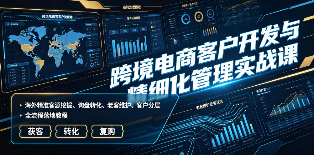 跨境电商客户开发与精细化管理实战课|海外精准客源挖掘、询盘转化、老客维护、客户分层全流程落地教程-小目标云网创