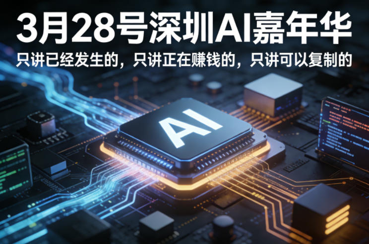 3月28号深圳AI嘉年华，只讲已经发生的，只讲正在賺钱的，只讲可以复制的-小目标云网创