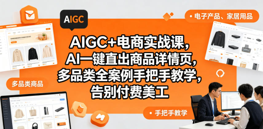 AIGC+电商实战课，AI一键直出商品详情页，多品类全案例手把手教学，告别付费美工(更新)-文创商城