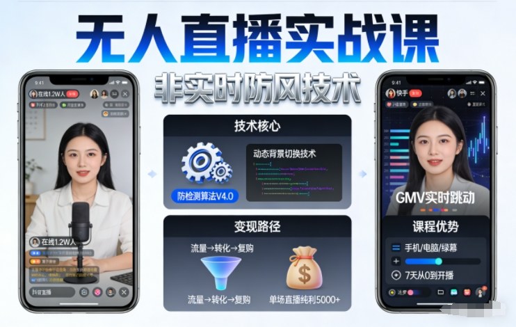 宝子哥无人直播实战课，非实时防风技术，聚焦抖音快手等平台直播带货，轻松开启直播变现之路(更新2026年5月10日)-沐沐云网创