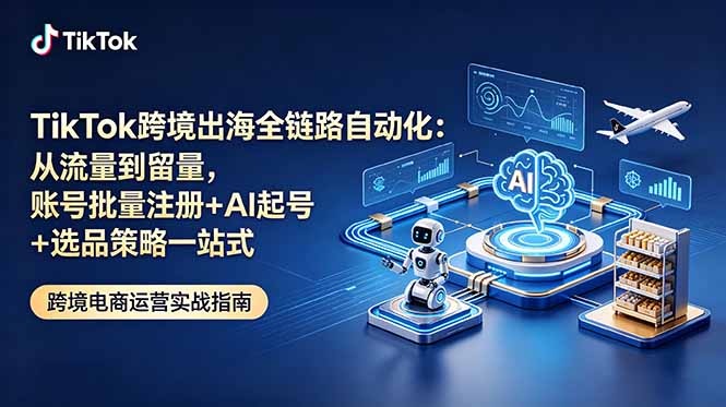 TikTok跨境出海全链路自动化：从流量到留量，账号批量注册+AI起号+选品策略一站式-小目标云网创