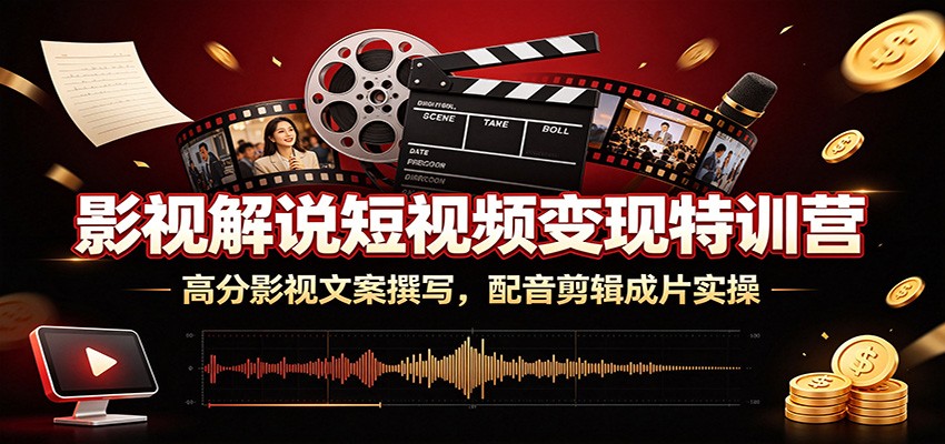 影视解说短视频变现特训营：高分影视文案撰写，配音剪辑成片实操-小目标云网创