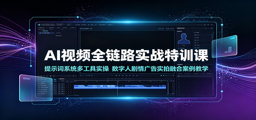 AI视频全链路实战特训课：提示词系统多工具实操，数字人剧情广告实拍融合案例教学-小目标云网创