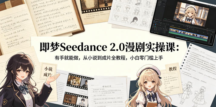即梦Seedance 2.0漫剧实操课：有手就能做，从小说到成片全教程，小白零门槛上手-opc资源站