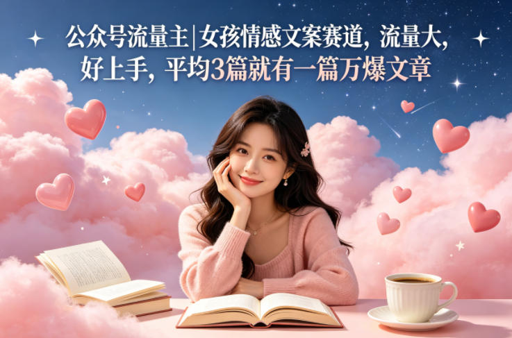 公众号流量主女孩情感文案赛道，流量大，好上手，平均3篇就有一篇万爆文章-创富资源库云网创