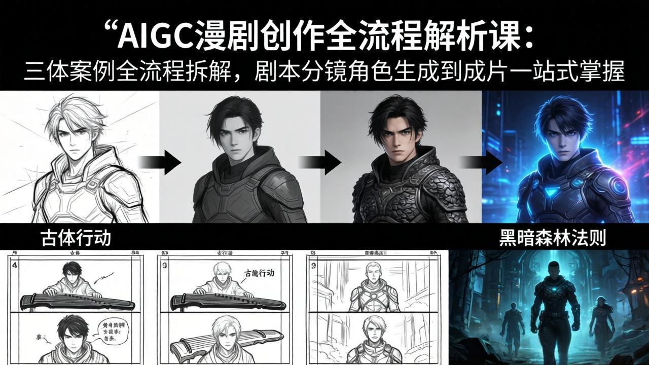 AIGC漫剧创作全流程解析课：三体案例全流程拆解，剧本分镜角色生成到成片一站式掌握-小目标云网创