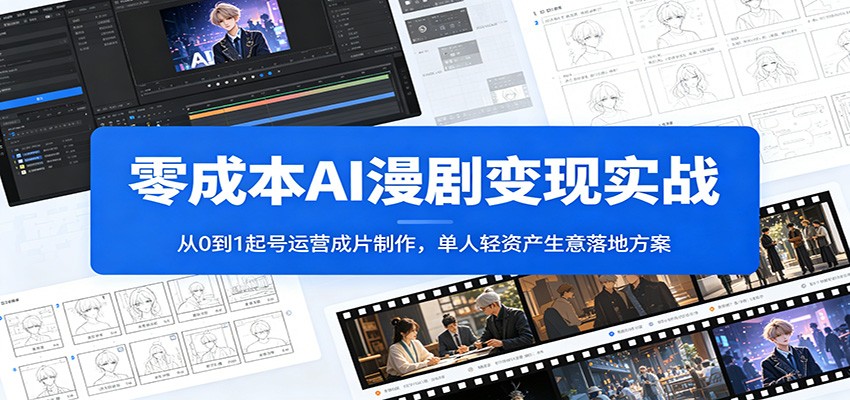 零成本AI漫剧变现实战：从0到1起号运营成片制作，单人轻资产生意落地方案-极速搞钱云网创