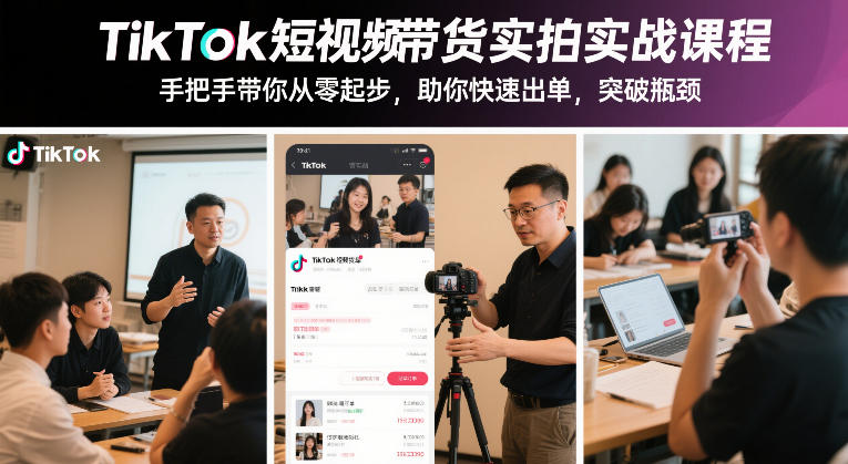 TikTok短视频带货实拍实战课程，手把手带你从零起步，助你快速出单，突破瓶颈-小目标云网创