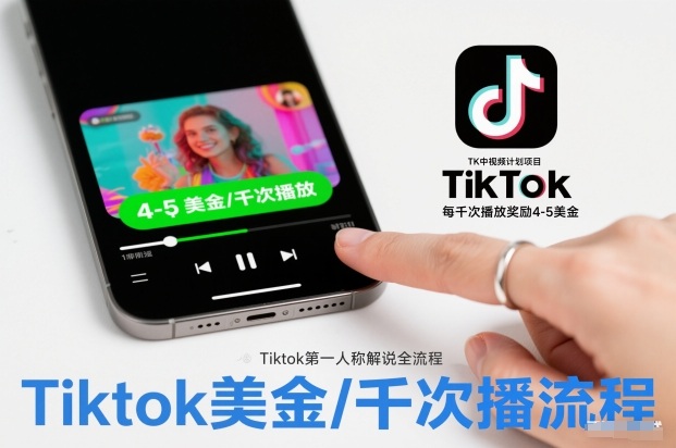 TK中视频计划项目,Tiktok第一人称解说流程,每干次播放奖励4-5美金-优优云网创