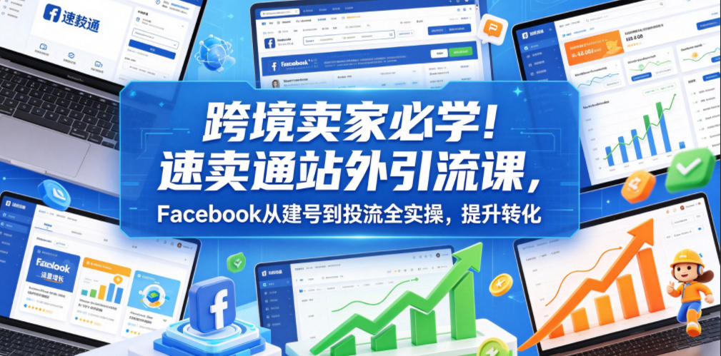 跨境卖家必学！速卖通站外引流课，Facebook从建号到投流全实操，提升转化-小目标云网创