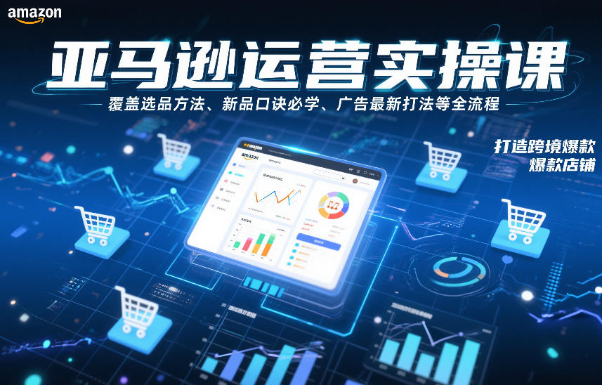 亚马逊运营实操课，覆盖选品方法、新品口诀必学、广告最新打法等全流程，打造跨境爆款店铺(更新4月)-小目标云网创