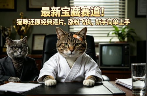 最新宝藏赛道！猫咪还原经典港片，涨粉飞快，新手简单上手-启微空间