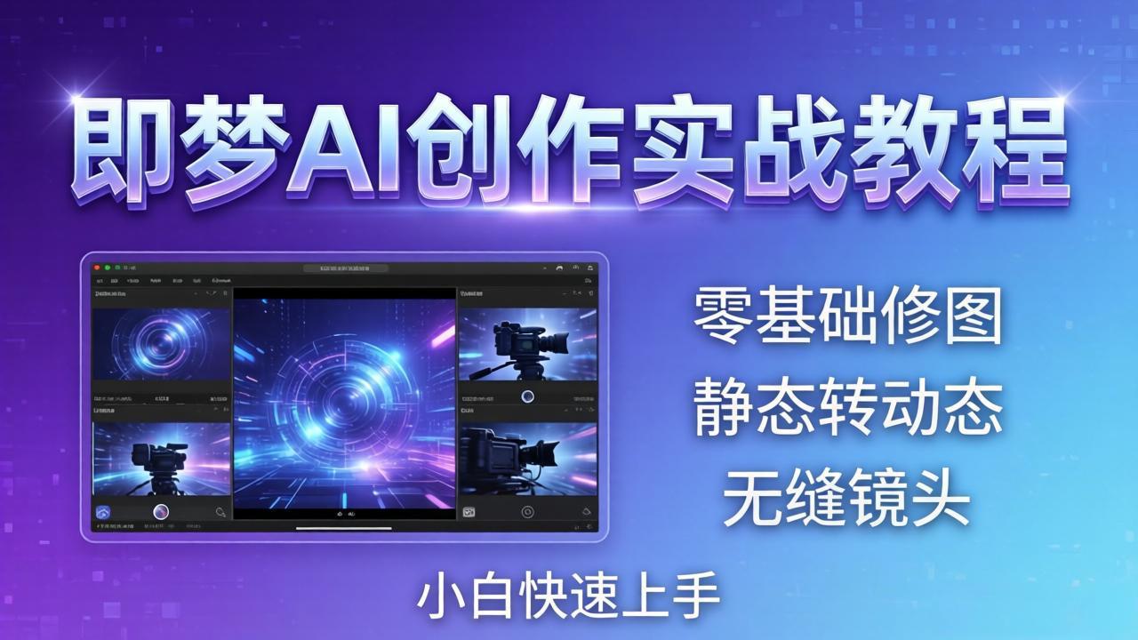 即梦AI创作实战教程，从零基础修图到AI导演，实战教学静态转动态+无缝镜头，小白快速上手-小目标云网创
