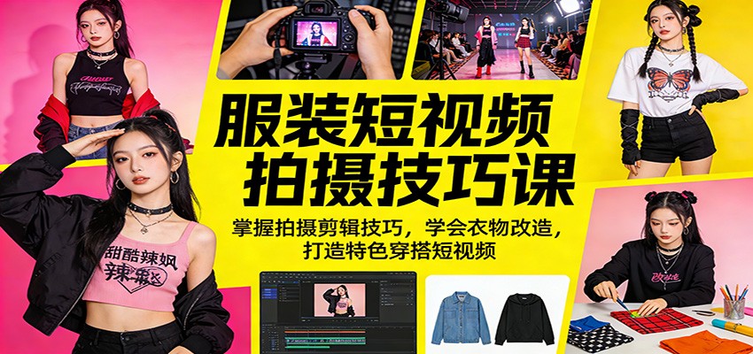 服装短视频拍摄技巧课：掌握拍摄剪辑技巧，学会衣物改造，打造特色穿搭短视频-小目标云网创