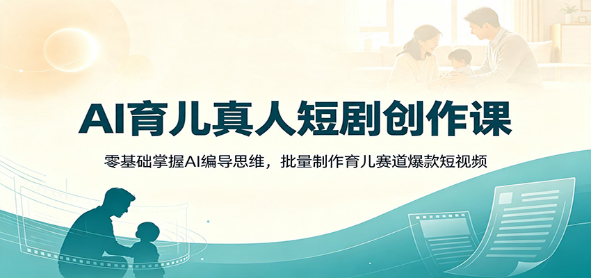 AI育儿真人短剧创作课:零基础掌握AI编导思维,批量制作育儿赛道爆款短视频-小目标云网创