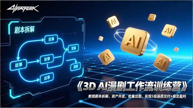 3D AI漫剧工作流训练营：教授剧本拆解、资产开发、批量出图，实现S级画质交付+稳定盈利-小目标云网创