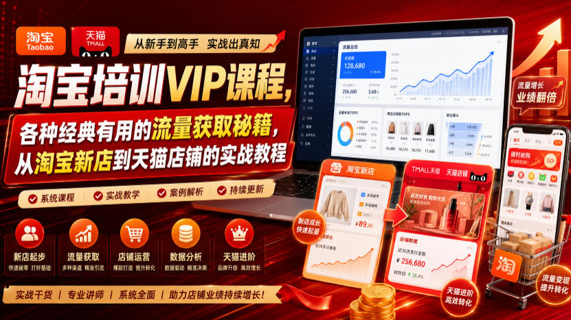 淘宝培训VIP课程,各种经典有用的流量获取秘籍,从淘宝新店到天猫店铺的实战教程(更新7月29日)-灵感工坊云网创