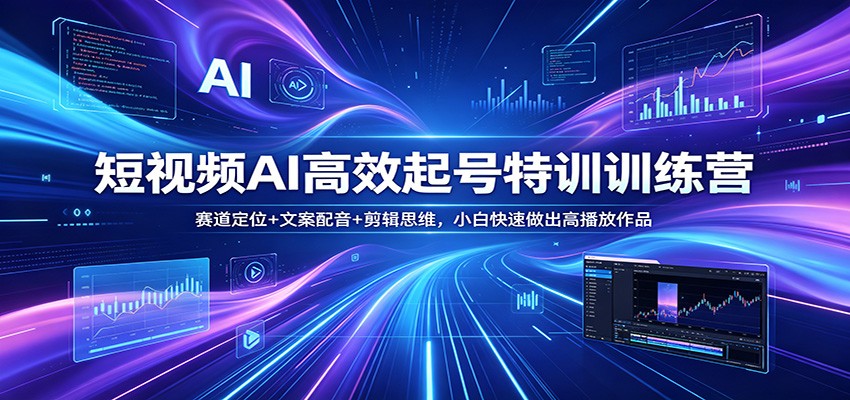 短视频AI高效起号特训训练营：赛道定位+文案配音+剪辑思维，小白快速做出高播放作品-网创联盟云网创