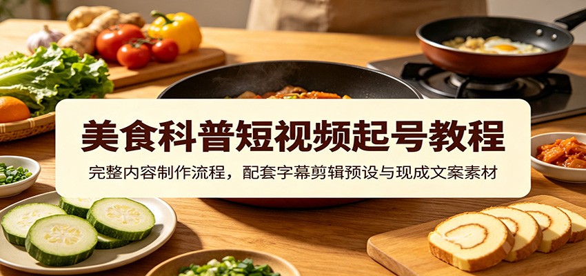 美食科普短视频起号教程:完整内容制作流程,配套字幕剪辑预设与现成文案素材-小目标云网创