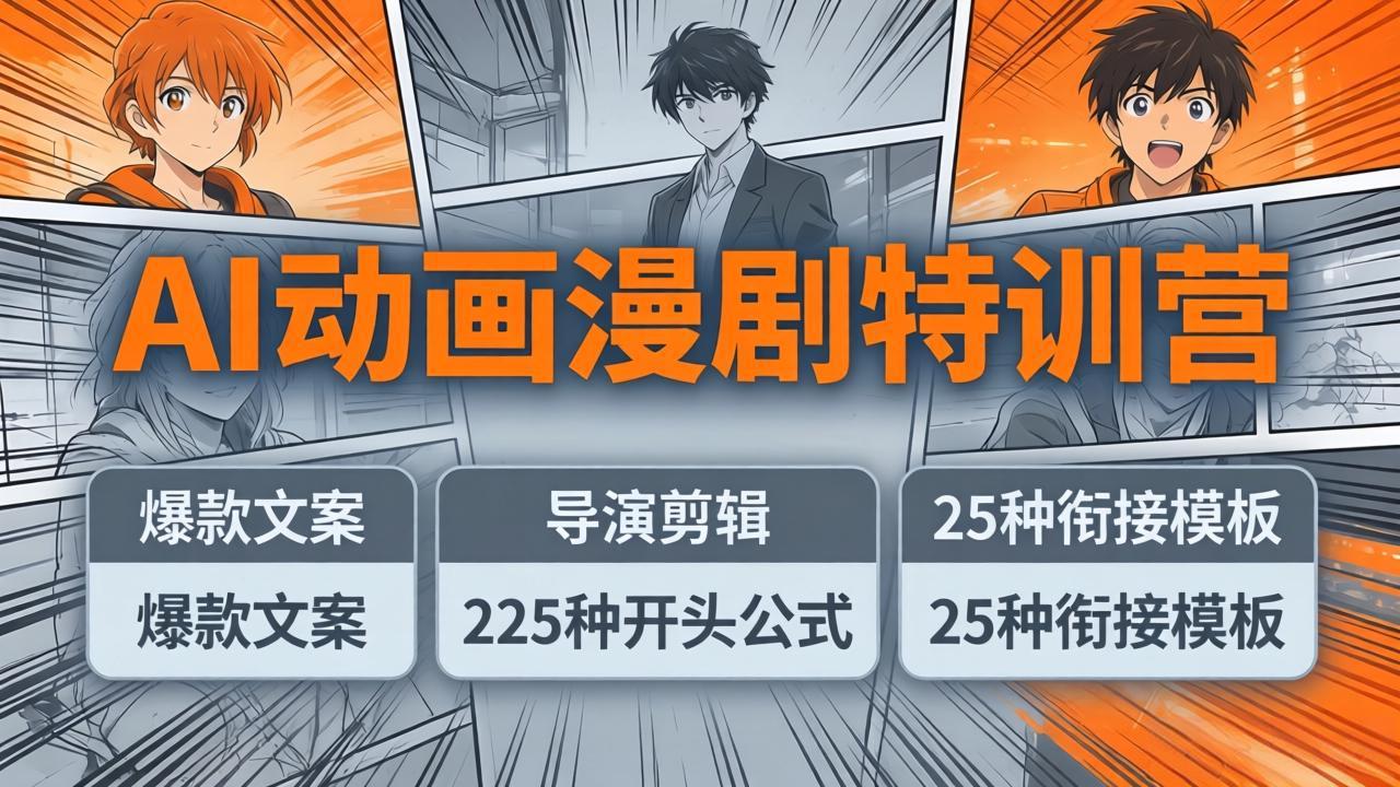 AI动画漫剧特训营：爆款文案+导演剪辑：225种开头公式+25种衔接模板，两小时剪电影级大片-小目标云网创