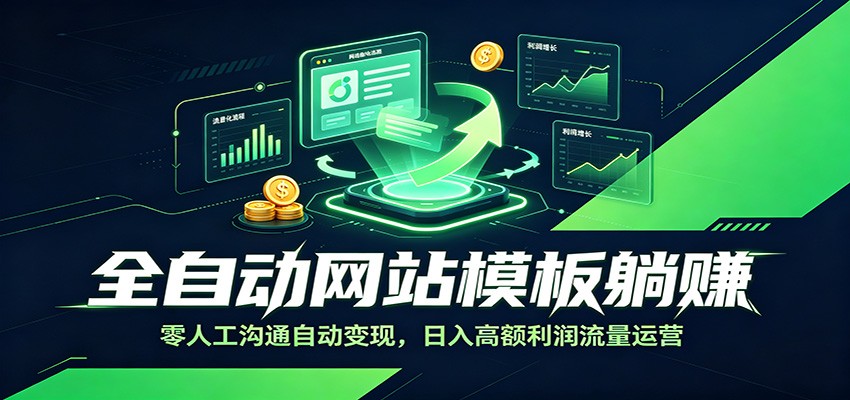 全自动网站模板躺赚：零人工沟通自动变现，日入高额利润流量运营-小目标云网创