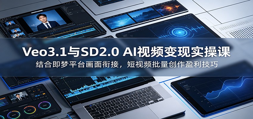 Veo3.1与SD2.0 AI视频变现实操课课：结合即梦平台画面衔接，短视频批量创作盈利技巧-小目标云网创