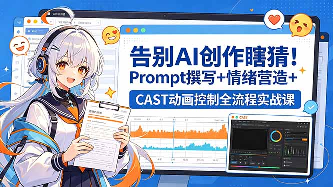 告别AI创作瞎猜！Prompt撰写+情绪营造+CAST动画控制全流程实战课-极速搞钱云网创