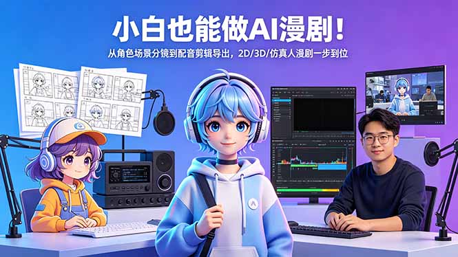 小白也能做AI漫剧！从角色场景分镜到配音剪辑导出，2D/3D/仿真人漫剧一步到位-黑猫科技云网创