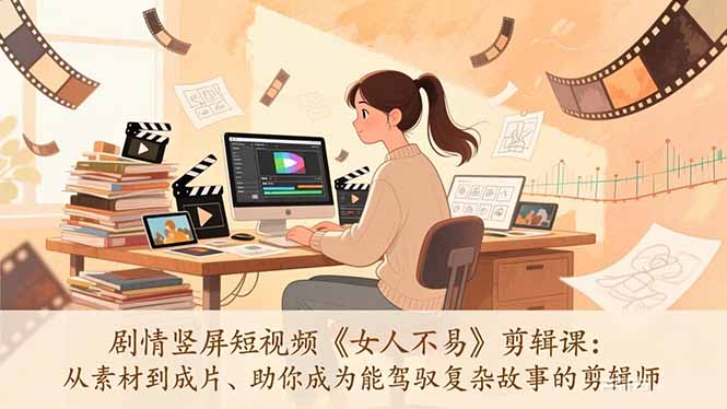 剧情竖屏短视频《女人不易》剪辑课：从素材到成片、助你成为能驾驭复杂故事的剪辑师-小目标云网创