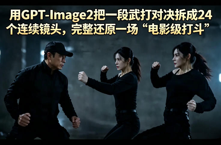用GPT-Image2把一段武打对决拆成24个连续镜头，完整还原一场“电影级打斗”-小目标云网创