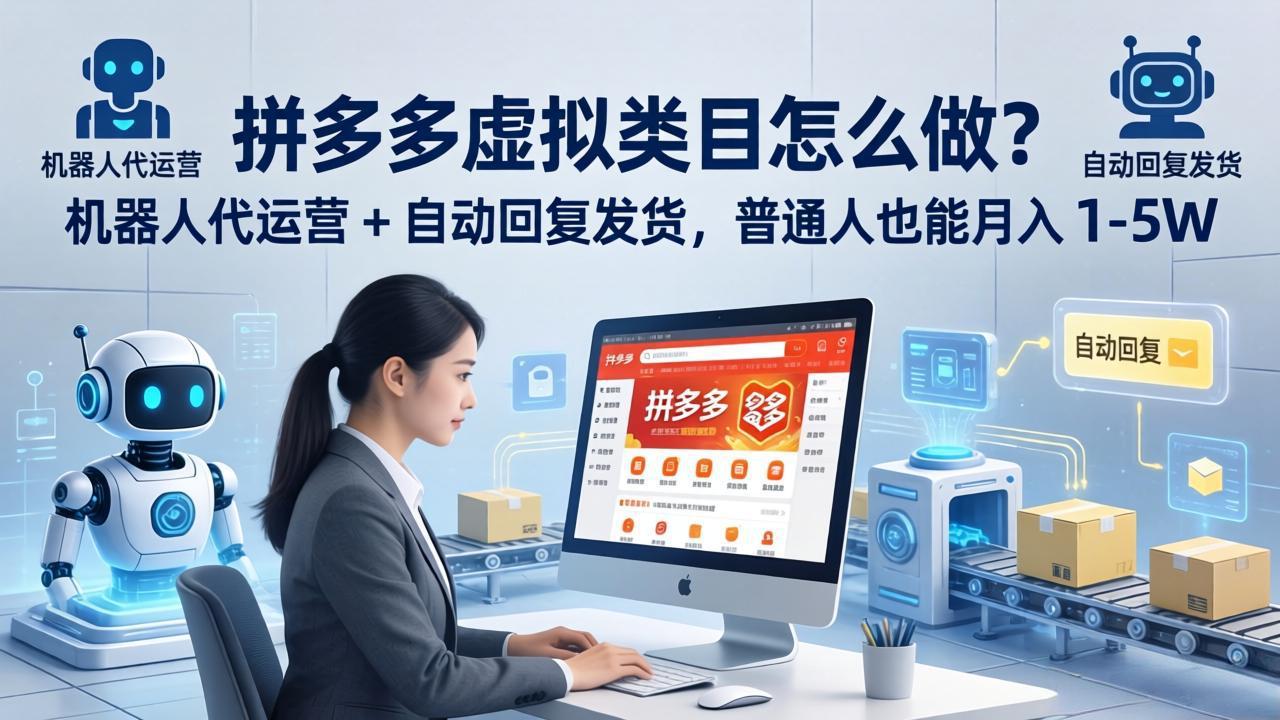 拼多多虚拟类目怎么做？机器人代运营 + 自动回复发货，普通人也能月入 1-5W-聚星云网创